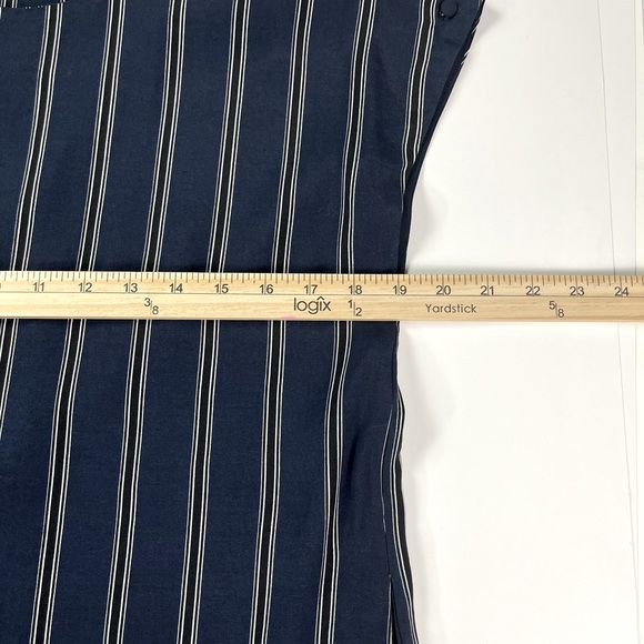FRNCH Dress Striped Shift Dress Navy Cap Short Sleeves Size Medium - Picture 6 of 7